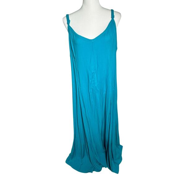 TORRID NWT Women's 2X Teal Blue Trapeze Tank Maxi Dress Adjustable Straps Seamed - Picture 3 of 9